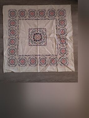 Vintage 60s Bandana RN#16429 Selvedge Edge Cookie Print Floral Made In USA White